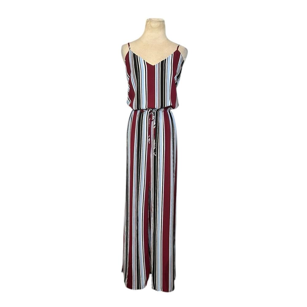 Ambiance blue white wine stripes sleeveless jumpsuit size 1X